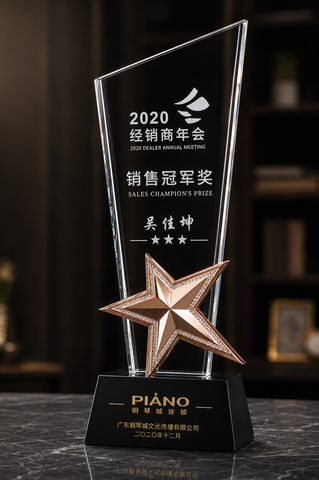 Rose Star Sales Crystal Award - custom crystal awards with your logo